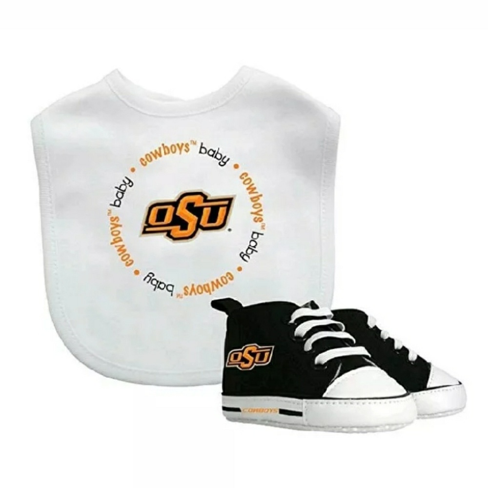 OKLAHOMA STATE UNIVERSITY OSU BABY BIB AND SHOES